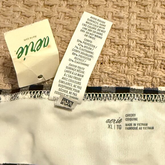 Aerie Cheeky Gingham Checkered Black and White Bikini Bottoms NWT - Picture 3 of 4